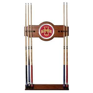  Iowa State University Wood and Mirror Wall Cue Rack 