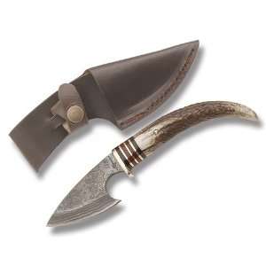 Fox N Hound Damascus Steel Finger Skinner Knife Stag Handles  