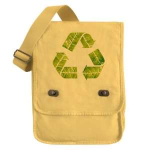   Messenger Field Bag Yellow Recycle Symbol in Leaves 