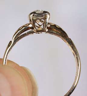 Estate Jewelry Solid 14k Yellow Gold Antique Diamond Engagement 
