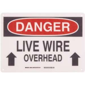   Electrical Hazard Sign, Header Danger, Legend Live Wire Overhead