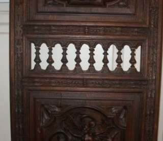 Ornately Carved Antique French Armoire Door w/Cherubs Wall Hanging 