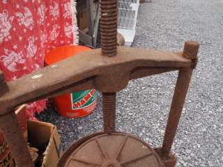   Cast Iron Cider Wine Press Rusty Relic Plant Stand End Table Primitive