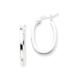  2mm, Silver, Flat Oval Hoop Earrings   25mm (1) Jewelry