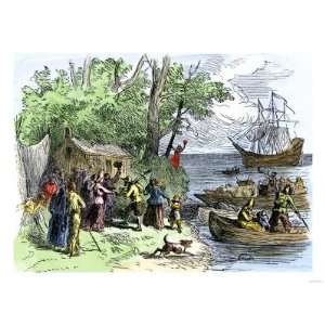 Landing of the Walloons in New Amsterdam, 1600s Giclee Poster Print 