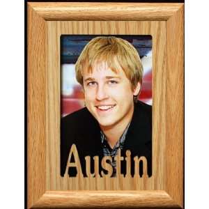  5x7 Austin ~ Portrait Laser Cut Oak PHOTO NAME FRAME 