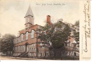 Postcard Meadville PA High School 1905 Undivided Back  