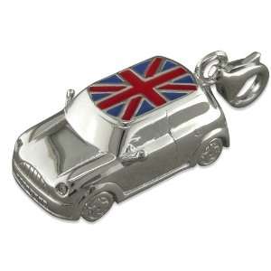  Mini Car with Union Flag Silver Clip On Charm Jewelry