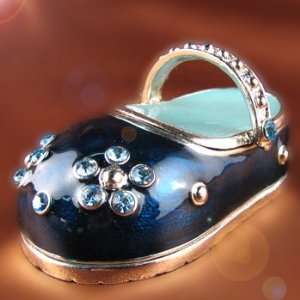  Blue Baby Shoe Trinket, Gift, Ring, Jewelry, Pill Box with 