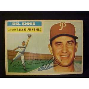 Del Ennis Philadelphia Phillies #220 1956 Topps Signed Autographed 