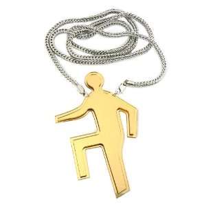 LMFAO Large Gold Shufflin Pendant with a Silver 36 Inch Franco Chain 