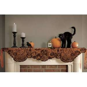 Heritage Lace Rest In Peace 19 Inch by 90 Inch Mantle Scarf, Black 