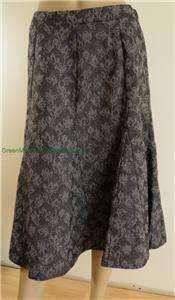 Ulla Popken Black Gray Floral Print Skirt A Line (Career, Winter 