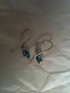 Sterling Silver Aquamarine Gemstone Birthstone Drop Dangle Earrings 