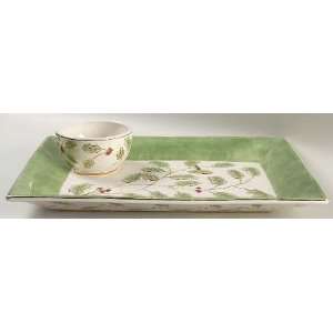   Gold 2 Piece Chip and Dip Set, Fine China Dinnerware