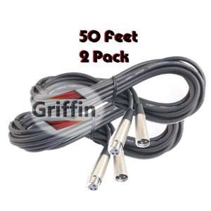  2 Pack Microphone Cables Mic Cable Cord Lo Z 50 ft XLR 