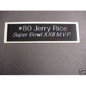  49ers Jerry Rice Engraved Super Bowl XXIII MVP Name Plate 