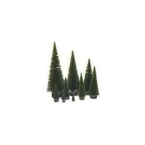  Pack of 2 Moss Green Artificial Village Christmas Trees 24 