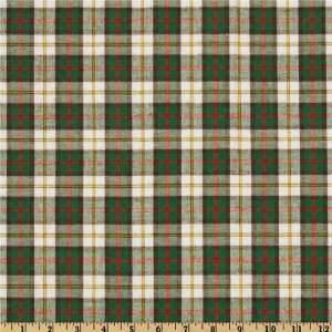   Wide Moda Brushed Preppy Plaid Shirting Green/White Fabric By The Yard