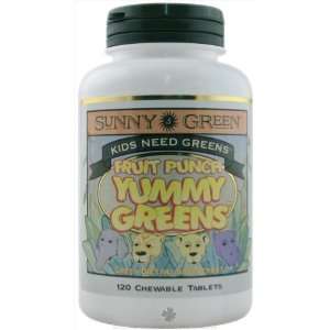  Sunny Green   Yummy Greens Fruit Punch   120 Chewable 