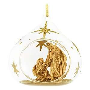  Holy Family in Golden Glass Dome Ornament