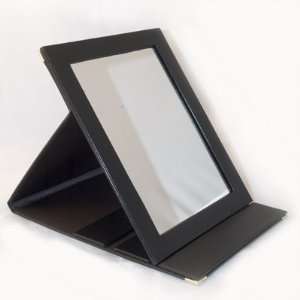  10X7 1/4 Inch Black Faux Leather Folding Mirror   Sold 