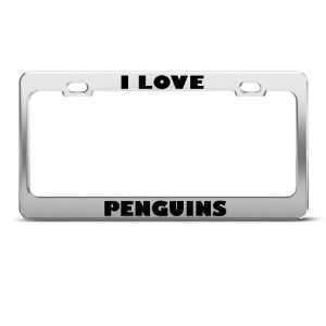  I Love Penguins Penguin Animal Metal License Plate Frame 