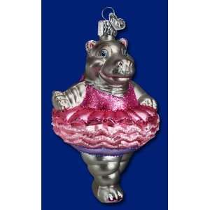 Old World Christmas Twinkle Toes Glass Hippo Ballerina Ornament #12125