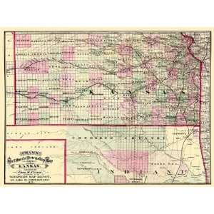    STATE OF KANSAS (KS) BY GEORGE F. CRAM 1875 MAP
