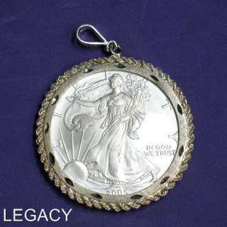 2005 SILVER EAGLE IN STERLING SIL.DIAMOND CUT BEZEL(RR  