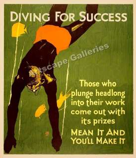 Diving for Success Mather Motivational Poster   24x28  