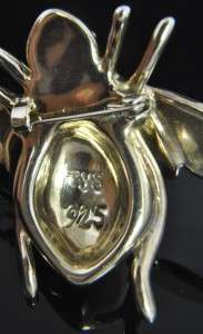 TYS Sterling Silver Artisan Fly Insect Bee Pin Brooch  