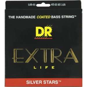  Dr Strings Sib 45 Silver Stars Coated 4 String Medium Bass 
