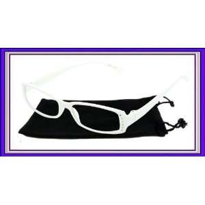 Reading Glasses H 1 Reader Rhinestone White Plastic Frame With Pouch 1 