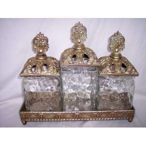  Set of 3 French Tuscan Champagne Glass Canisters Boxes 