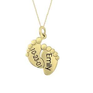  Baby Footprint Birth Date Pendant   For Baby in 10K Yellow 