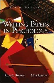 Writing Papers in Psychology A Student Guide to Research Reports 