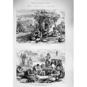   1876 War Servia Turkish Camp Starving Women Soldiers
