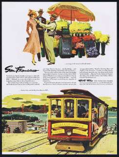 1953 San Francisco Trolley Car Stan Galli Art Travel Ad  