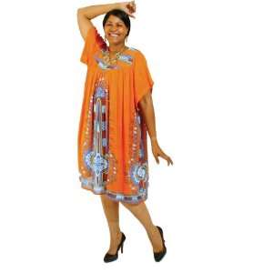  Traditional Print Tunic/Dress  Orange 