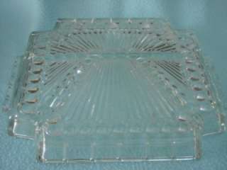 Art Deco Clear Glass Serving Tray Vintage Retro Decor  