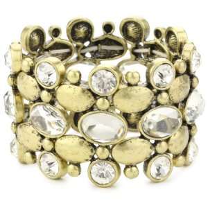  Leslie Danzis Burnished Gold Crystal Stretch Bracelet 