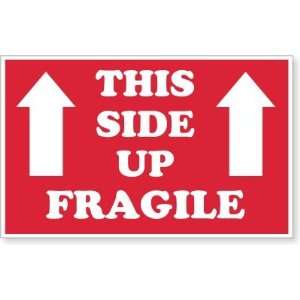  This Side Up Fragile (two arrows) Coated Paper Label, 8 x 