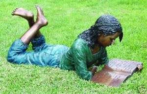 42 Bronze Garden Statue Young Girl Dorothy Reading  