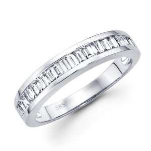 Baguette Diamond Wedding Band 14k White Gold Anniversary Ring (1/2 CT 
