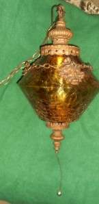 Antique FALKENSTEIN Hanging Amber Swag Light/Lamp 50295  