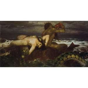  FRAMED oil paintings   Arnold Bocklin   24 x 12 inches   Triton 