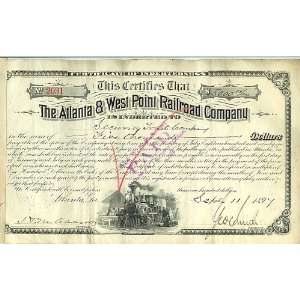  The Atlanta & West Point Railroad 1897 Indebt Certificate 