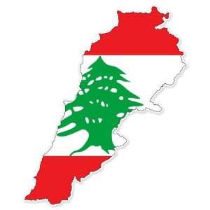 Lebanon Map Flag car bumper sticker 5 x 4