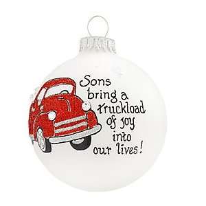  Sons Bring A Truckload Of Joy Glass Ornament